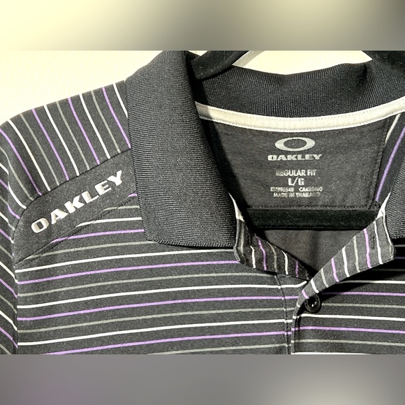 Oakley Hydrolix Regular Fit Men’s L Golf Polo Stripes Black Two-Tone Design‎ - Picture 8 of 13
